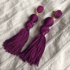 Purple Tassel Statement Earrings